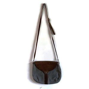 Shelter Suede Leather Handmade Gray Brown Crossbody Purse Bag Medium Size